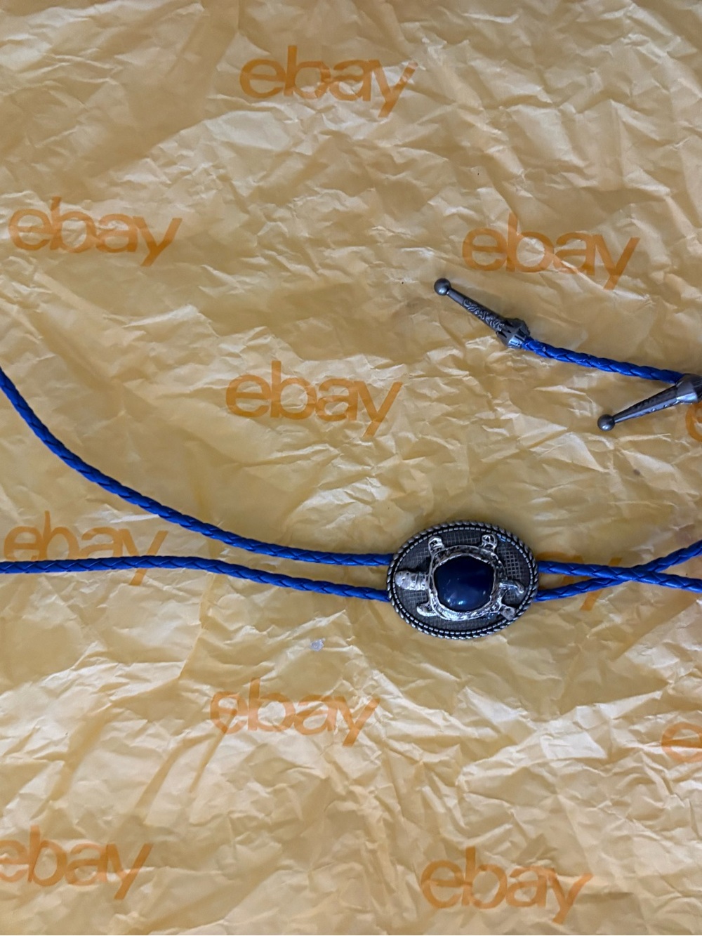 Turtle Pendant Necklace with Deep Blue Cabochon - Picture 2 of 2